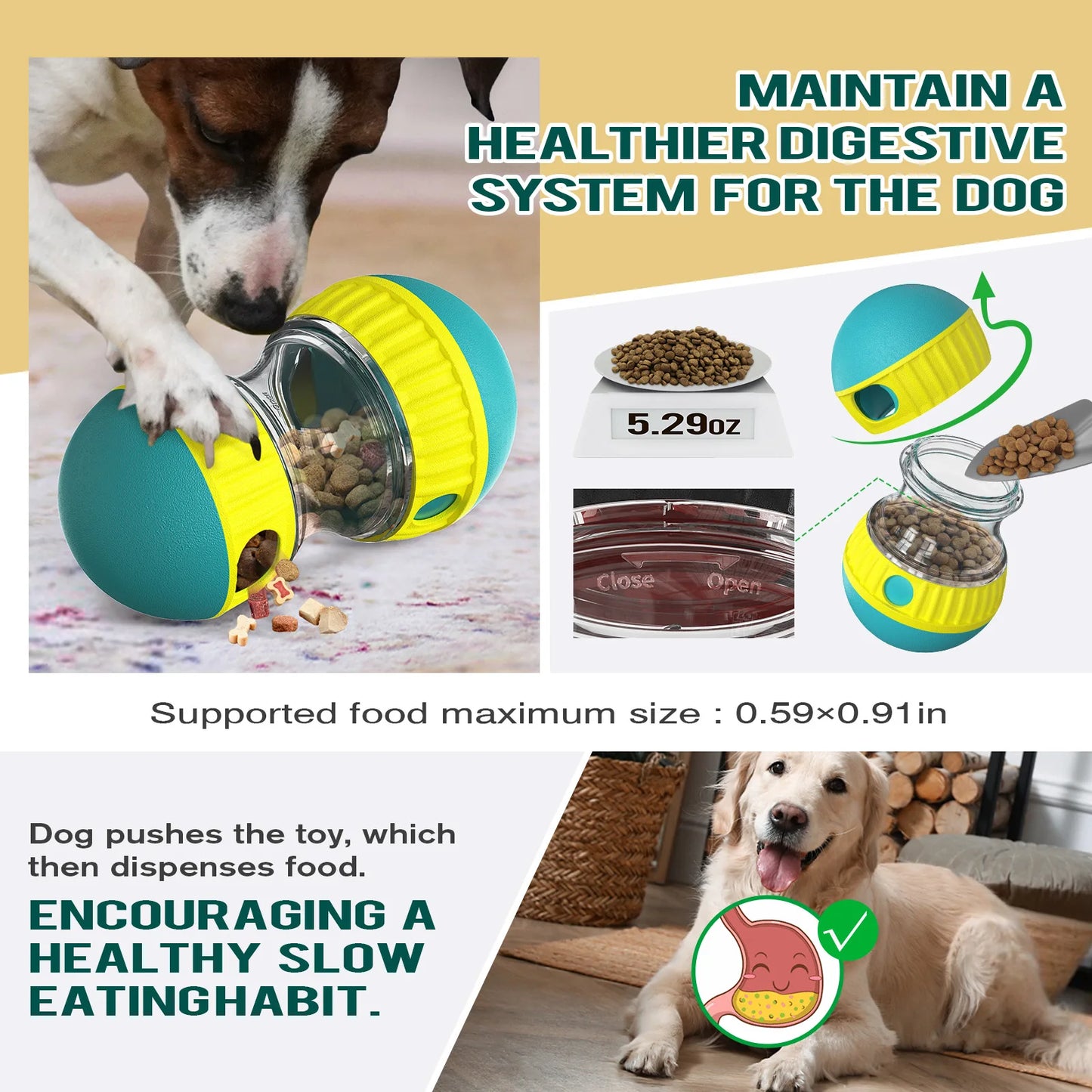 Food Dispensing Dog Toy ,  Leaky Food Ball Puzzle Toys