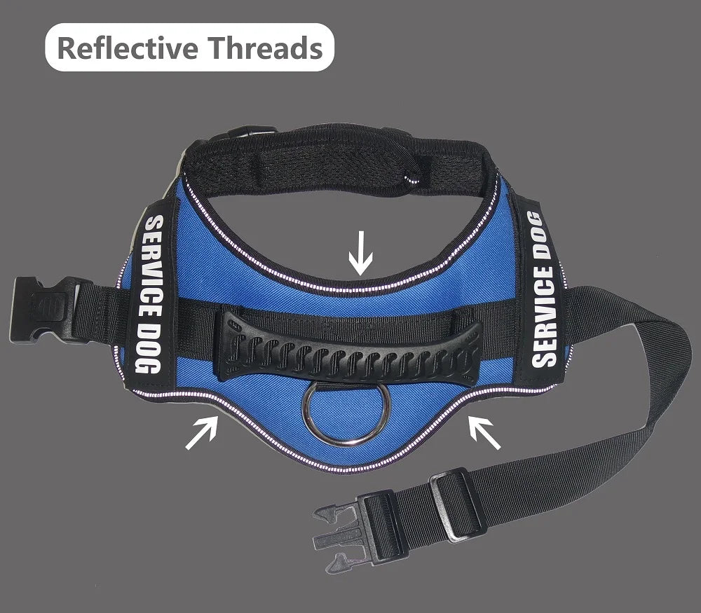 Reflective Nylon Pet Dog Harness All Weather Service Dog Vest Padded Adjustable