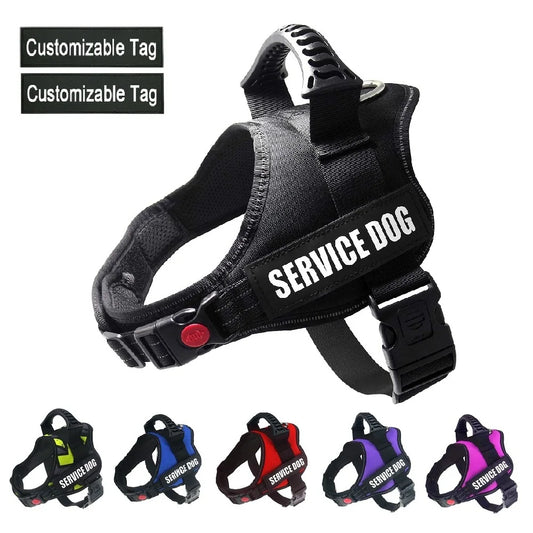 Reflective Nylon Pet Dog Harness All Weather Service Dog Vest Padded Adjustable