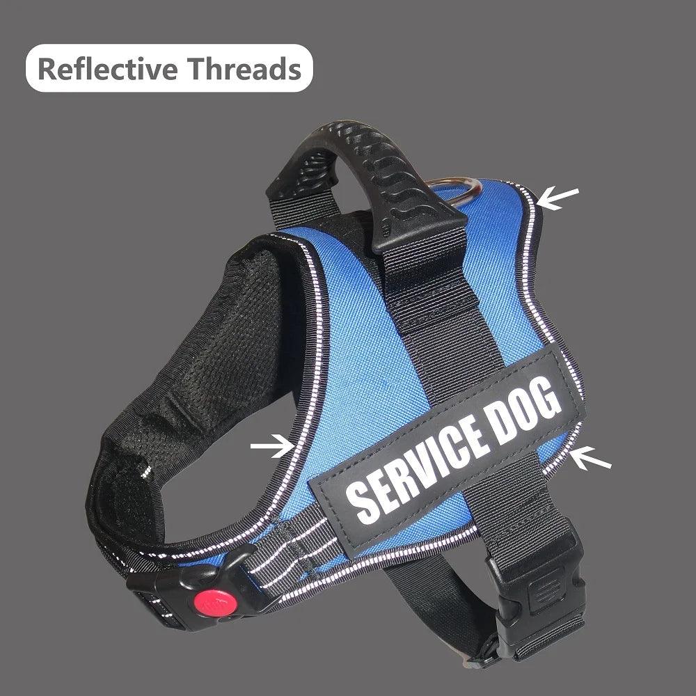 Reflective Nylon Pet Dog Harness All Weather Service Dog Vest Padded Adjustable