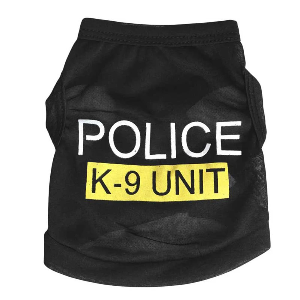 Police Suit Cosplay Dog Clothes Black Elastic Vest Puppy