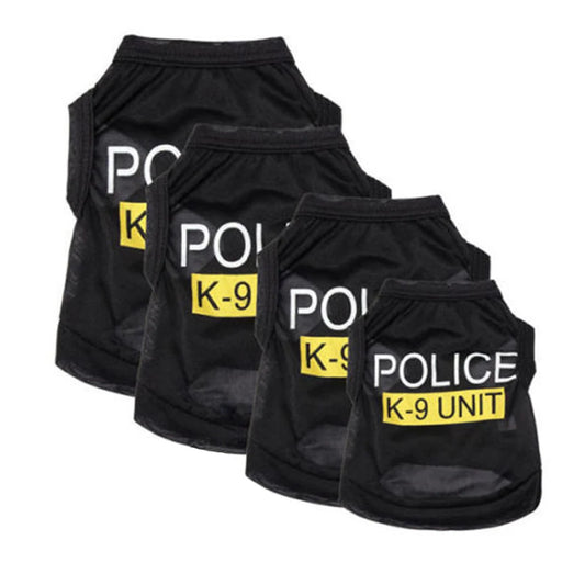 Police Suit Cosplay Dog Clothes Black Elastic Vest Puppy