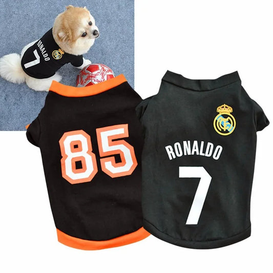 Cool Black Elastic Jersey  Dog Clothes Letter & Number Dog Shirt