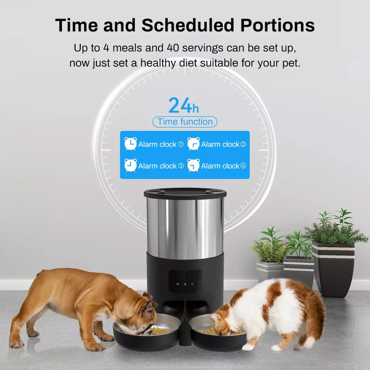 4.5L WIFI Button Double Meal Pet Feeder