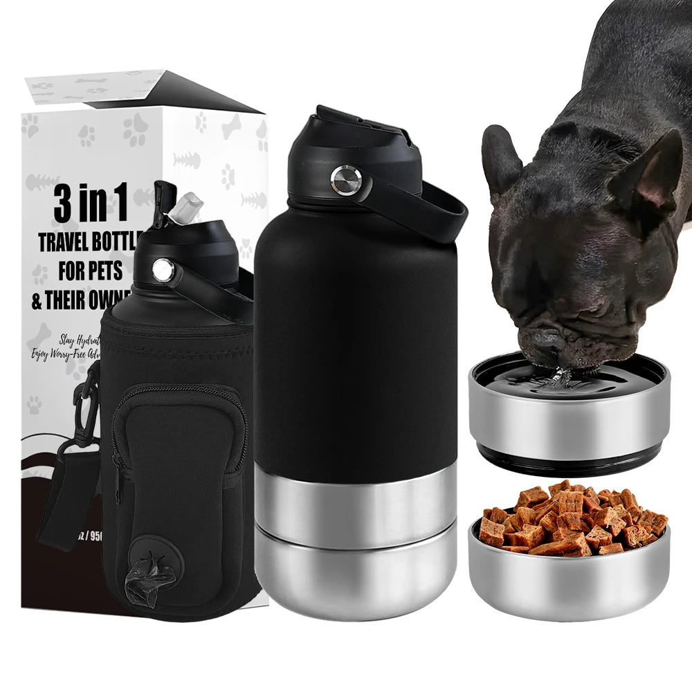 OKKPETS 3 in 1 Stainless Steel  Water Bottle