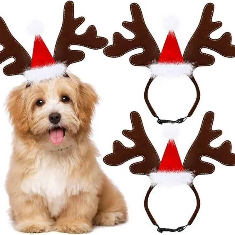 Christmas Pet Dogs Headband Deer Santa Hoop Hat