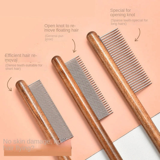 Pet Comb Accessories Hair Remover with  Wooden Handle