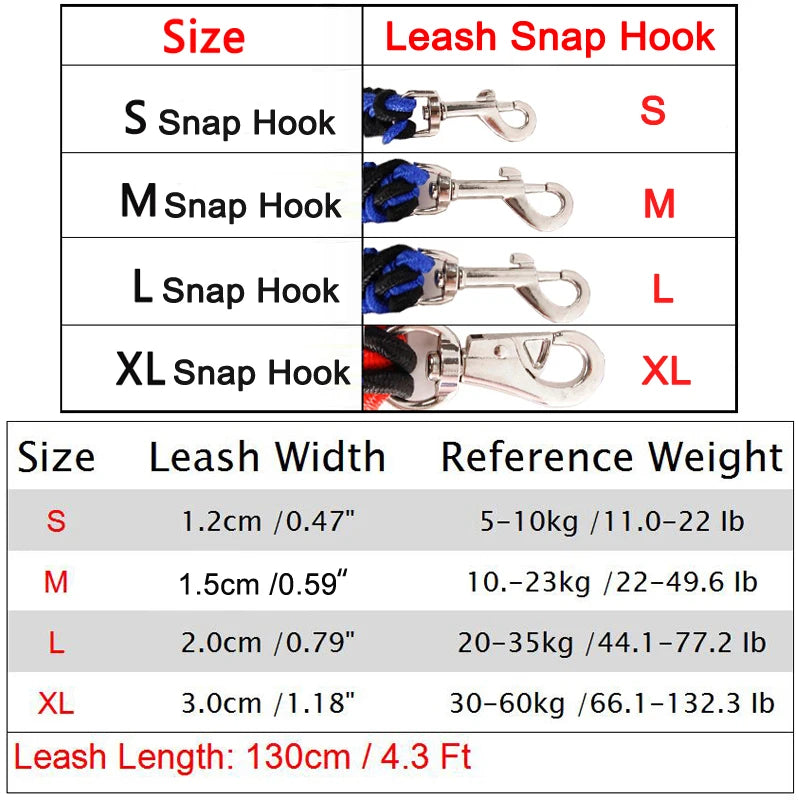 Large Dog Leash Traction Rope with Heavy Duty Buckle