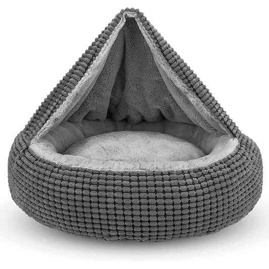 Bed with Attached Blanket for Small Dogs or Cats