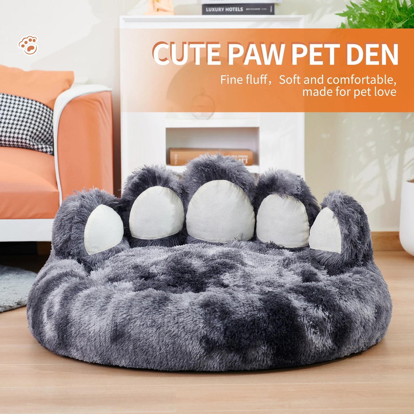 Cozy Comfy Pet Dog Bed Paw Shape Warm Dog cushion Bed