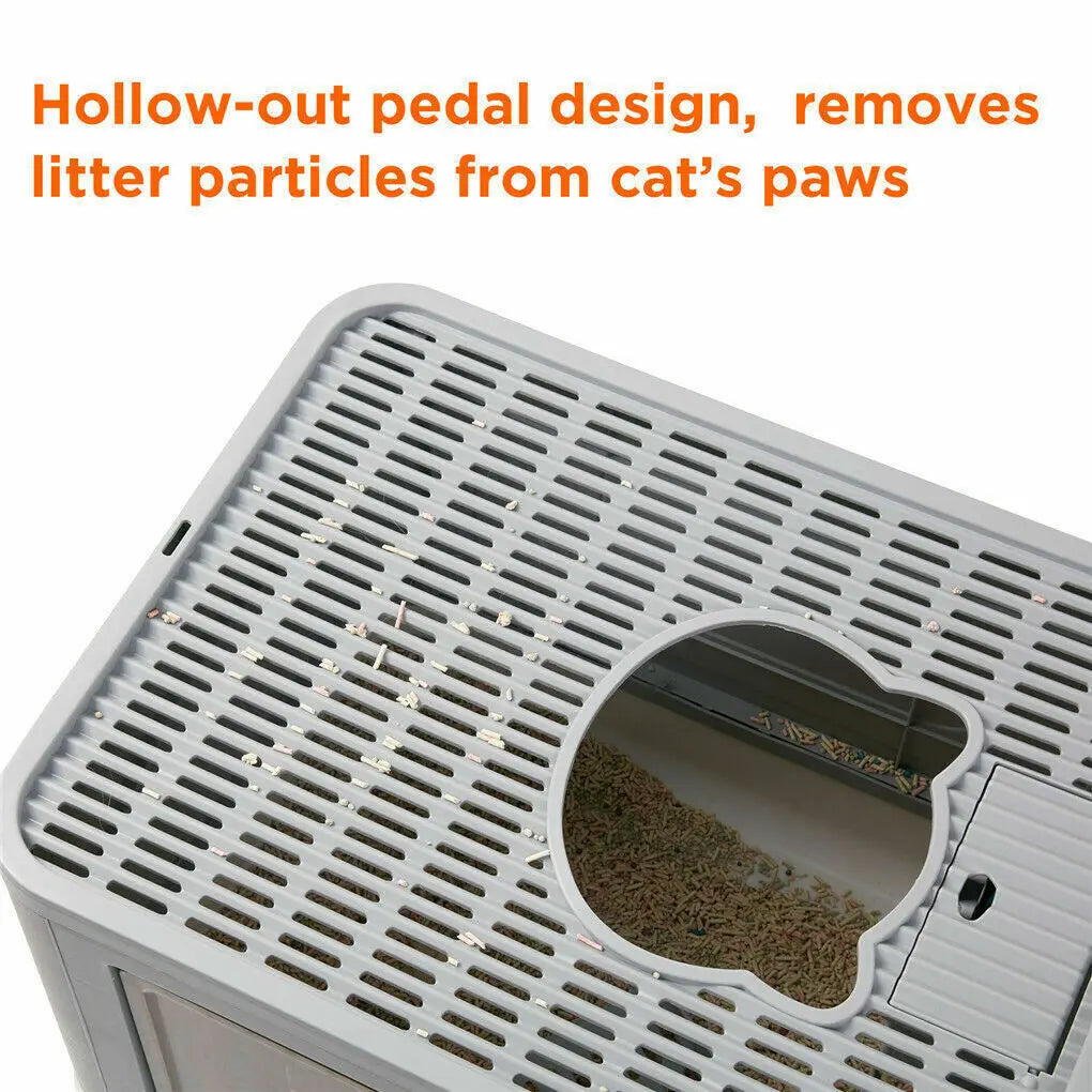 Foldable Cat Litter Box with Massager, Litter Scoop