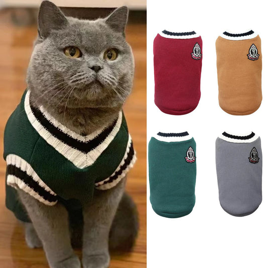 Autumn and Winter Pet Solid Colour Clothing Christmas Sweater