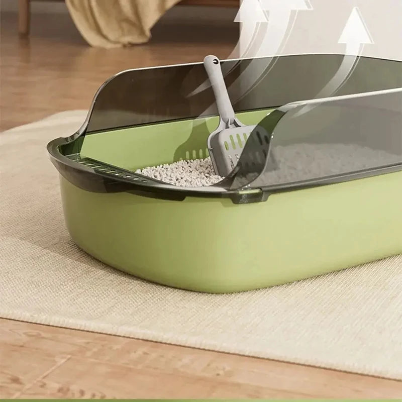 Cat Litter Box Semi-enclosed Sandbox for Cats&Rabbit