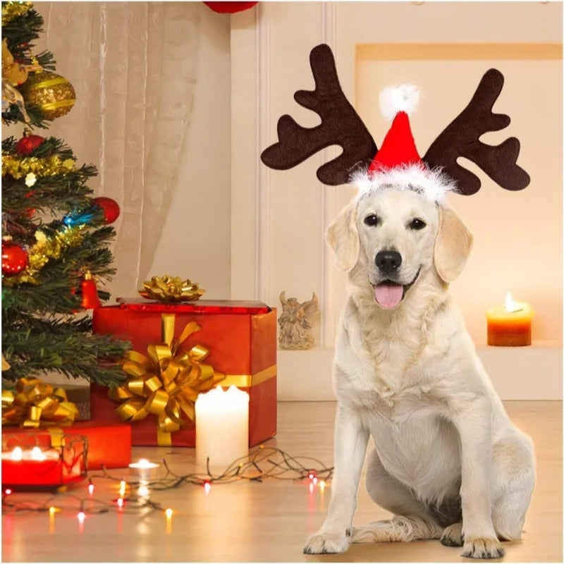 Christmas Pet Dogs Headband Deer Santa Hoop Hat