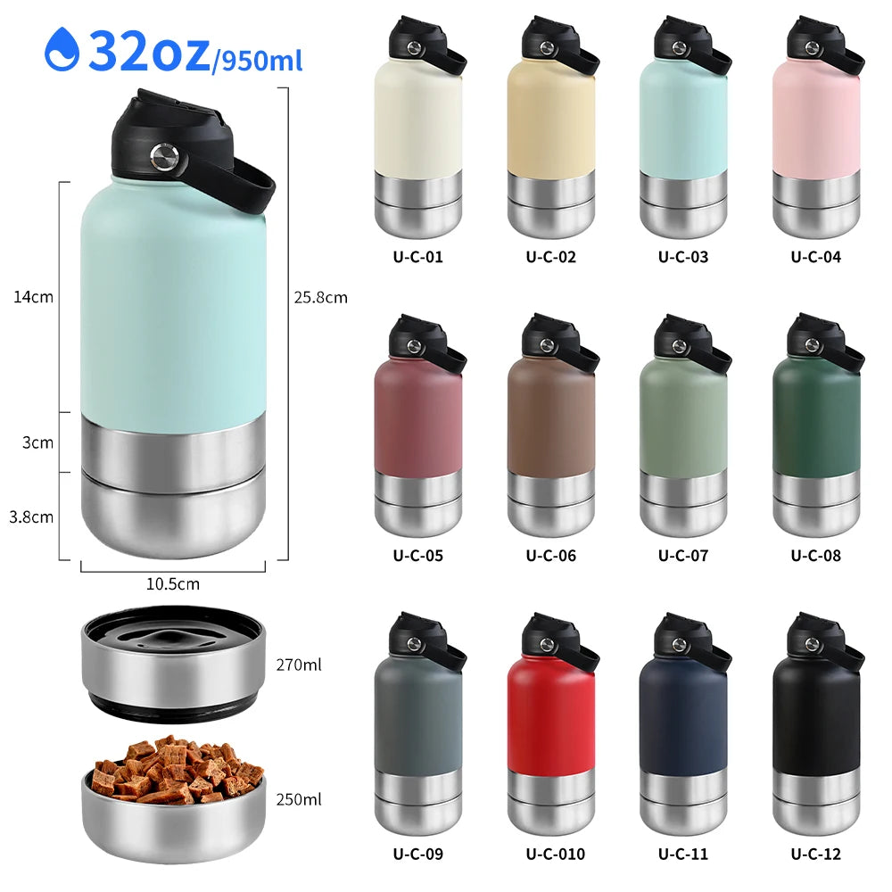 OKKPETS 3 in 1 Stainless Steel  Water Bottle