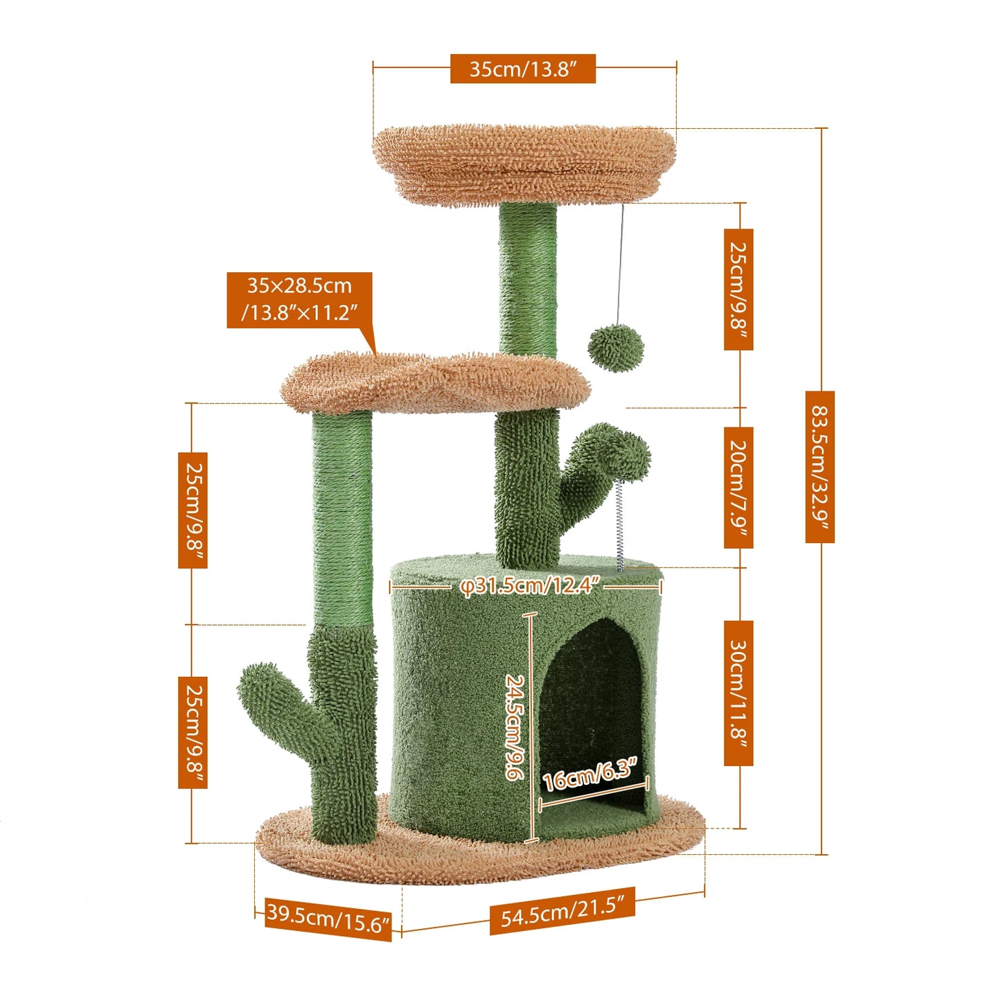 Festive Cat Scratching Post Cactus Tree Tower with Sisal Rope