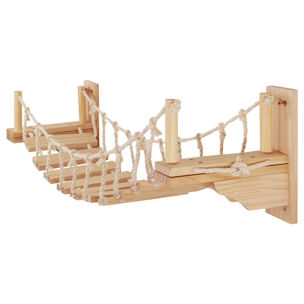 Wall-mounted Cat Roped Bridge for Indoor Cats,Steps with Sisal Wall Wooden