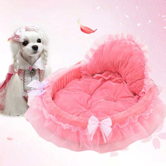 Cute Bow Lace Dog Bed Small Puppy &cat