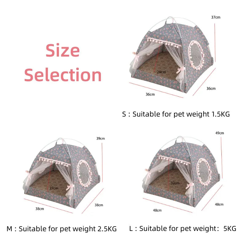 Cat & Puppy Bed , Foldable Tent House Bed