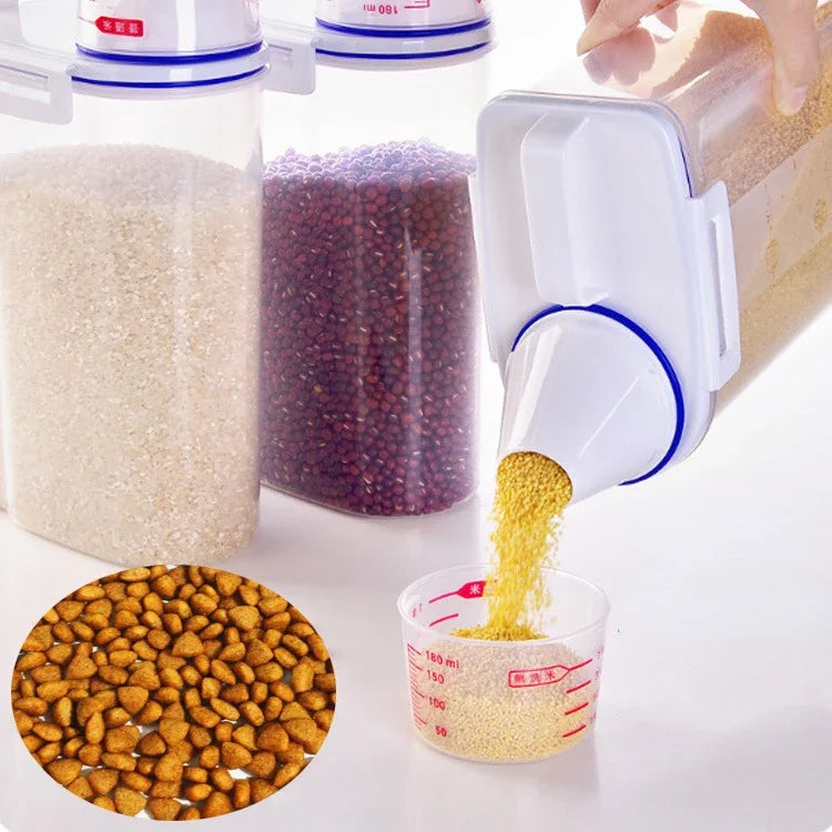 Pet Food Pail Plastic Storage,Tank with Measuring Cup Container