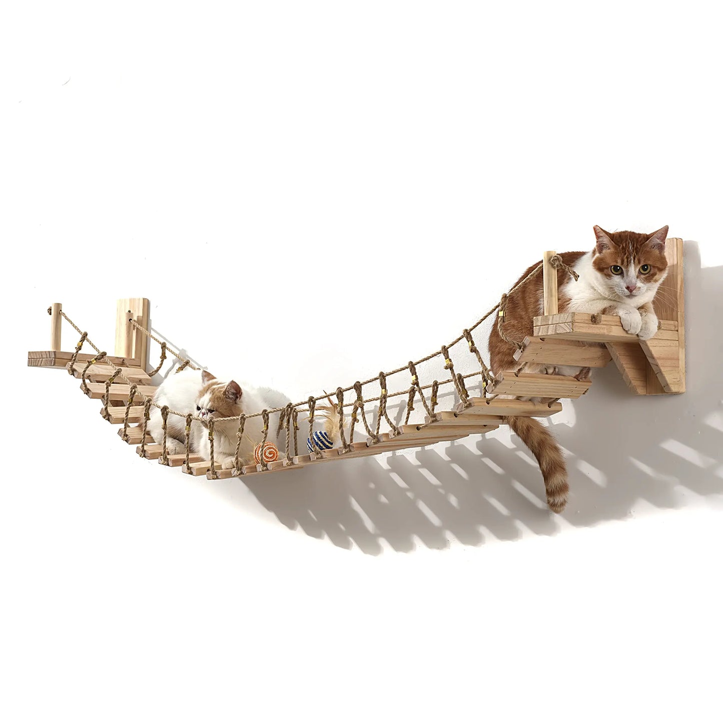 Wall-mounted Cat Roped Bridge for Indoor Cats,Steps with Sisal Wall Wooden