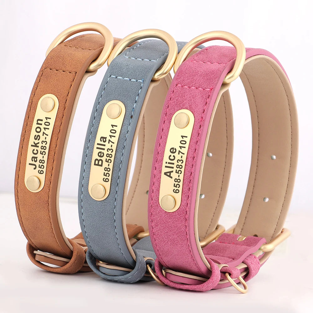 Dog Collar Custom Engraved PU Leather