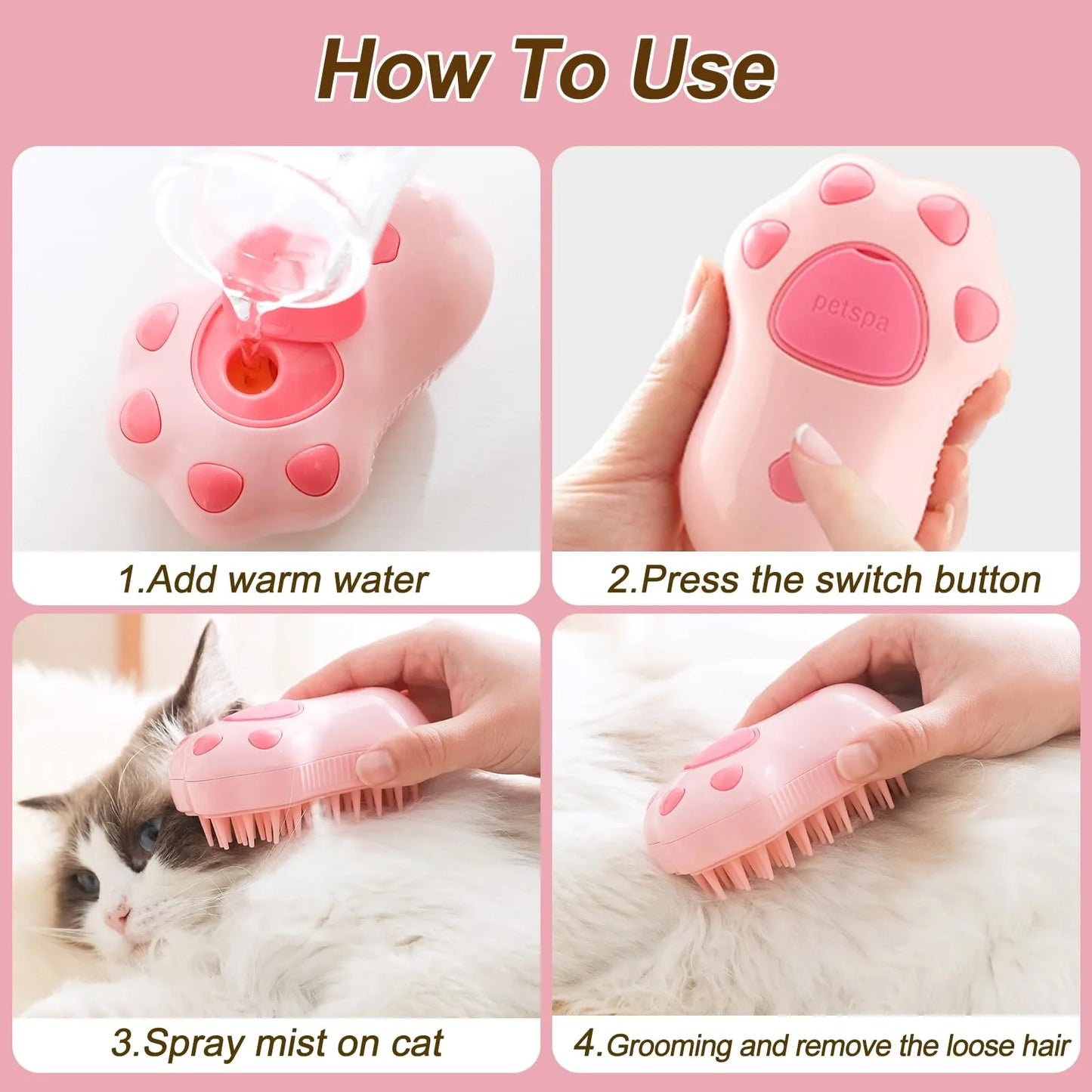 Pet Electric Spray Grooming Hair Comb For Bathing