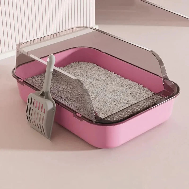 Cat Litter Box Semi-enclosed Sandbox for Cats&Rabbit