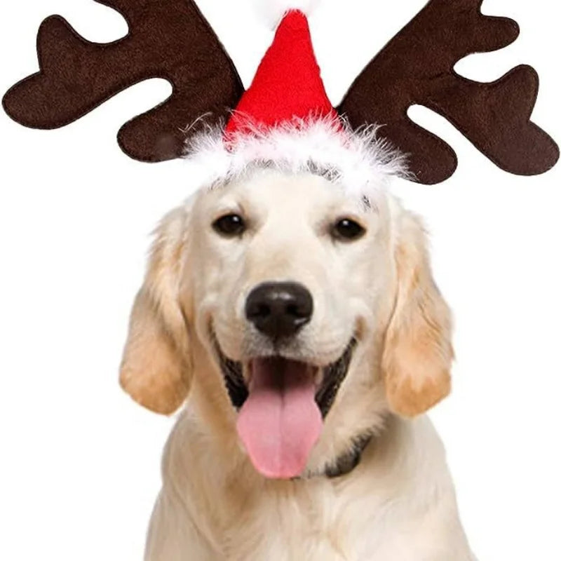 Christmas Pet Dogs Headband Deer Santa Hoop Hat