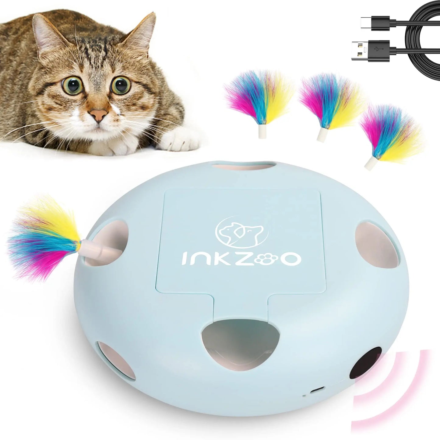 Cat Toys,  Smart Interactive Kitten Toy, Automatic 7 Holes