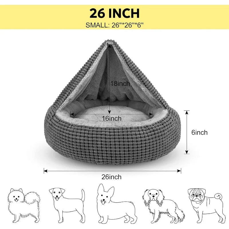 Bed with Attached Blanket for Small Dogs or Cats