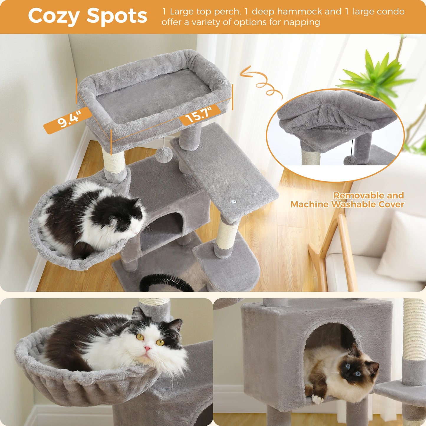 Cat Tree with Tower condo for Indoor Cats