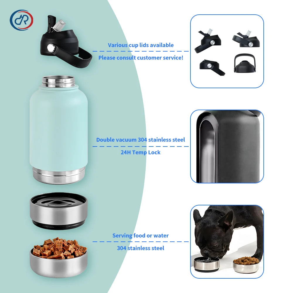 OKKPETS 3 in 1 Stainless Steel  Water Bottle