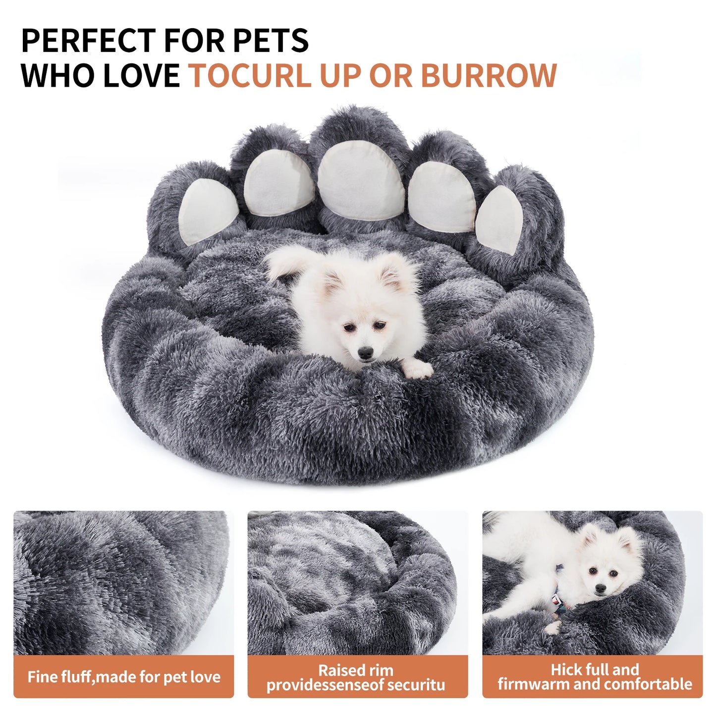 Cozy Comfy Pet Dog Bed Paw Shape Warm Dog cushion Bed