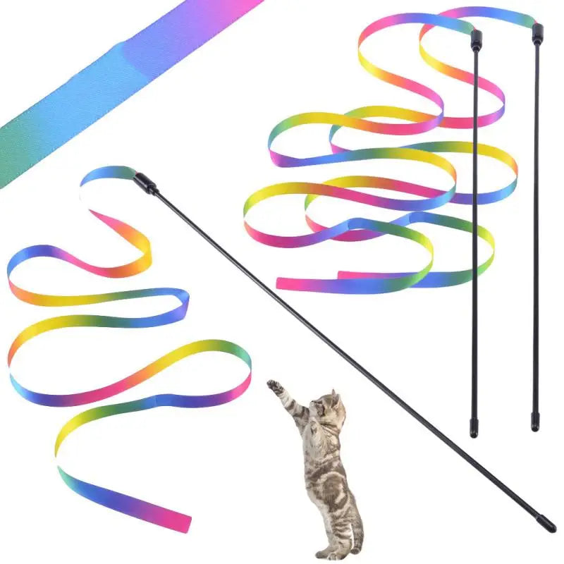 Cute Funny Rainbow Strips Stick Cat Teaser Wand