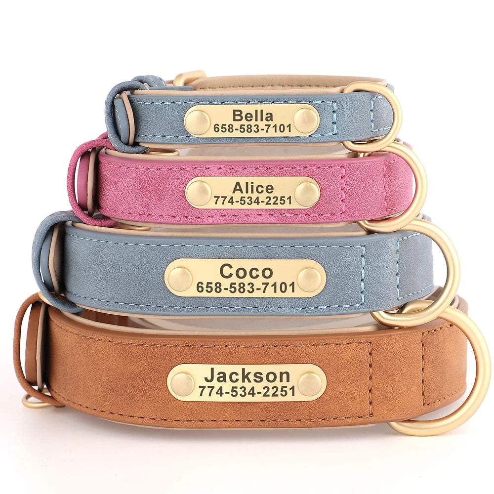 Dog Collar Custom Engraved PU Leather