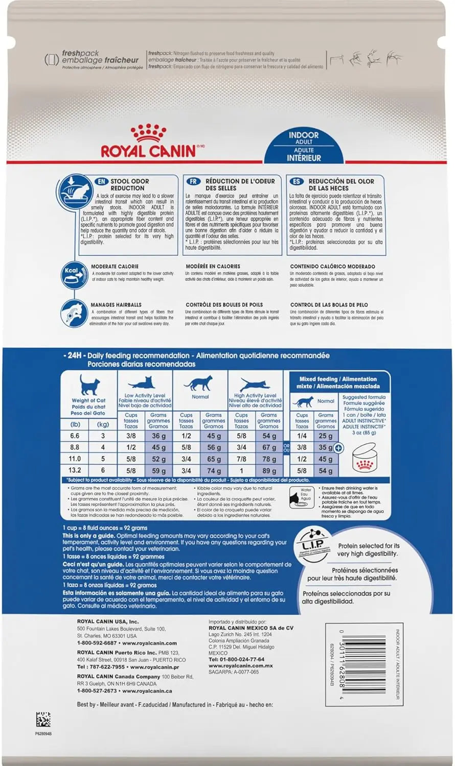 Royal Canin Indoor Adult Dry Cat Food, 15 lb/6.8Kg bag