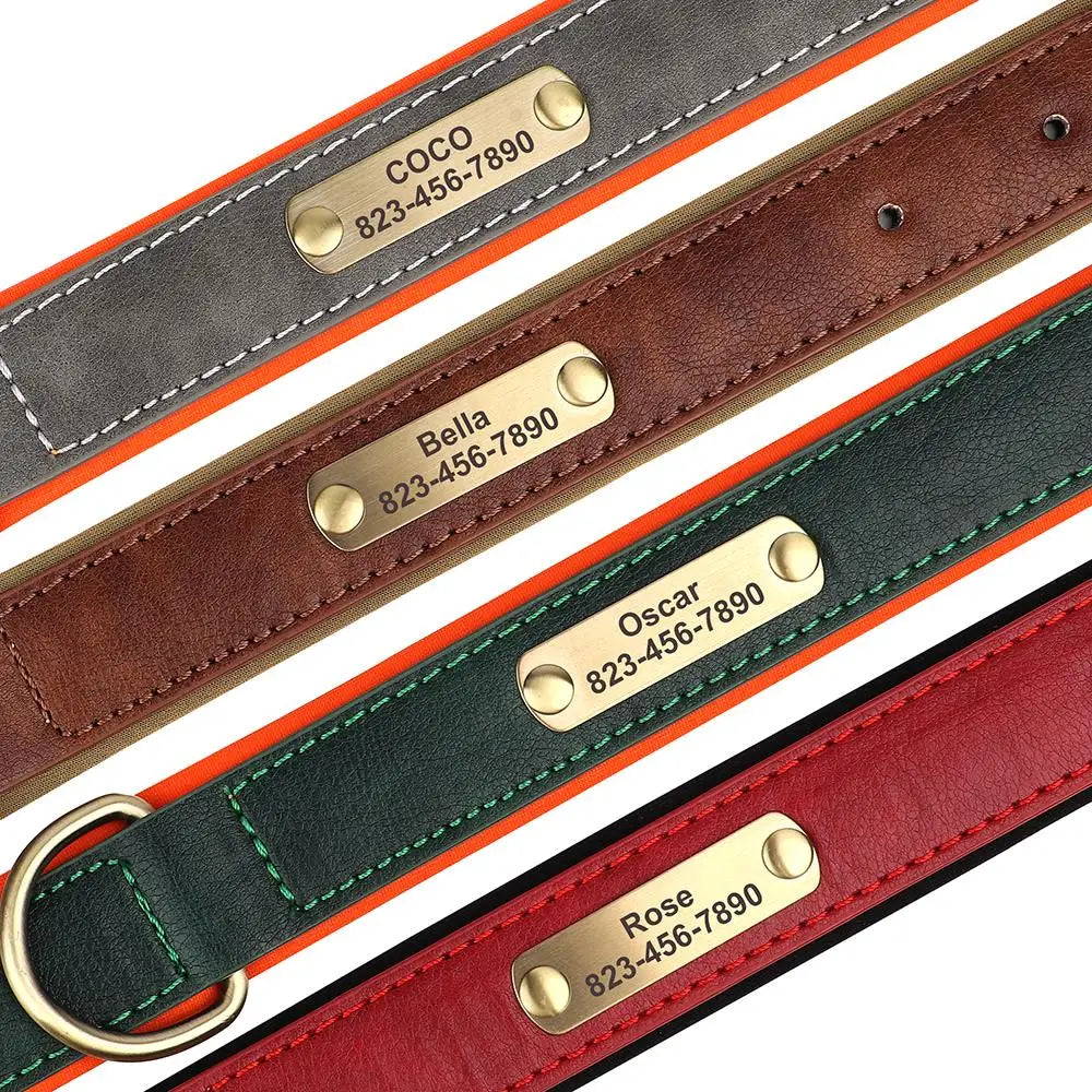 Dog Collar Custom Engraved PU Leather