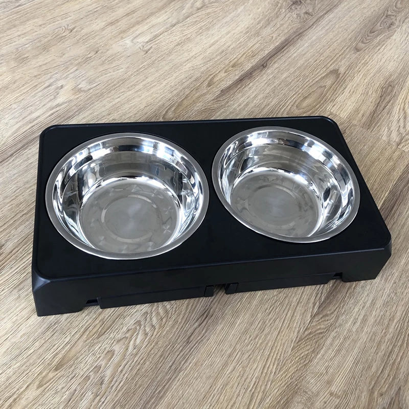 Elevated Dog Feeder Dogs Bowls Adjustable Raised Stand with Double Stainless Steel Food Water Bowls for Small Medium Large Dogs