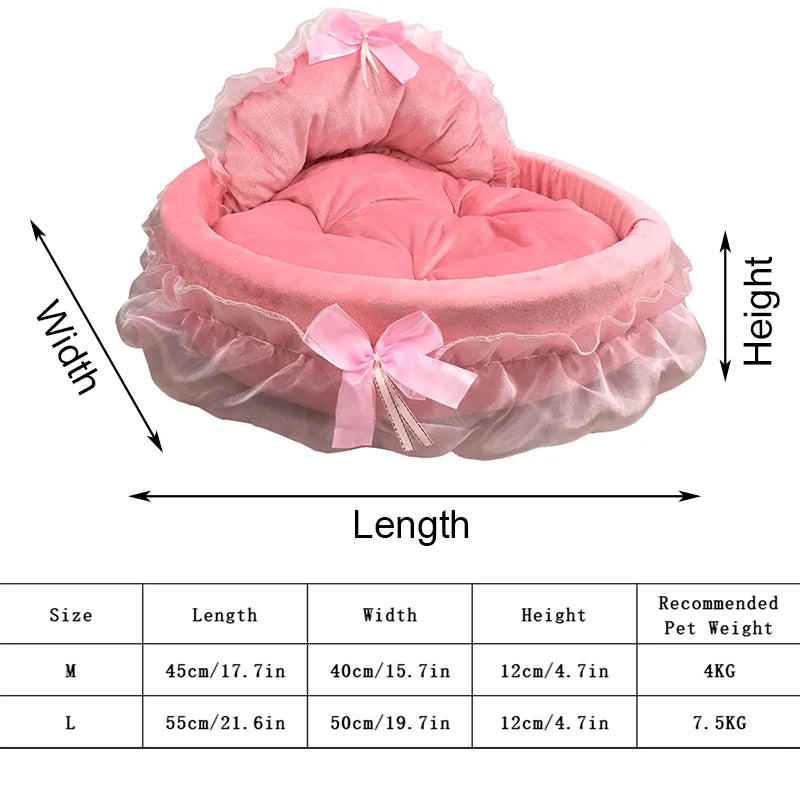 Cute Bow Lace Dog Bed Small Puppy &cat