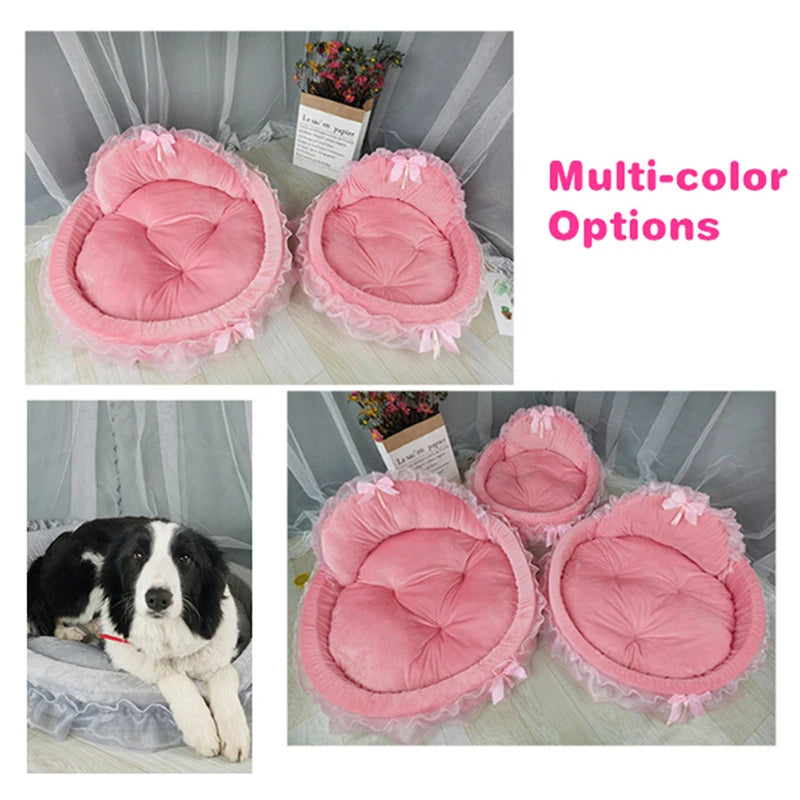 Cute Bow Lace Dog Bed Small Puppy &cat