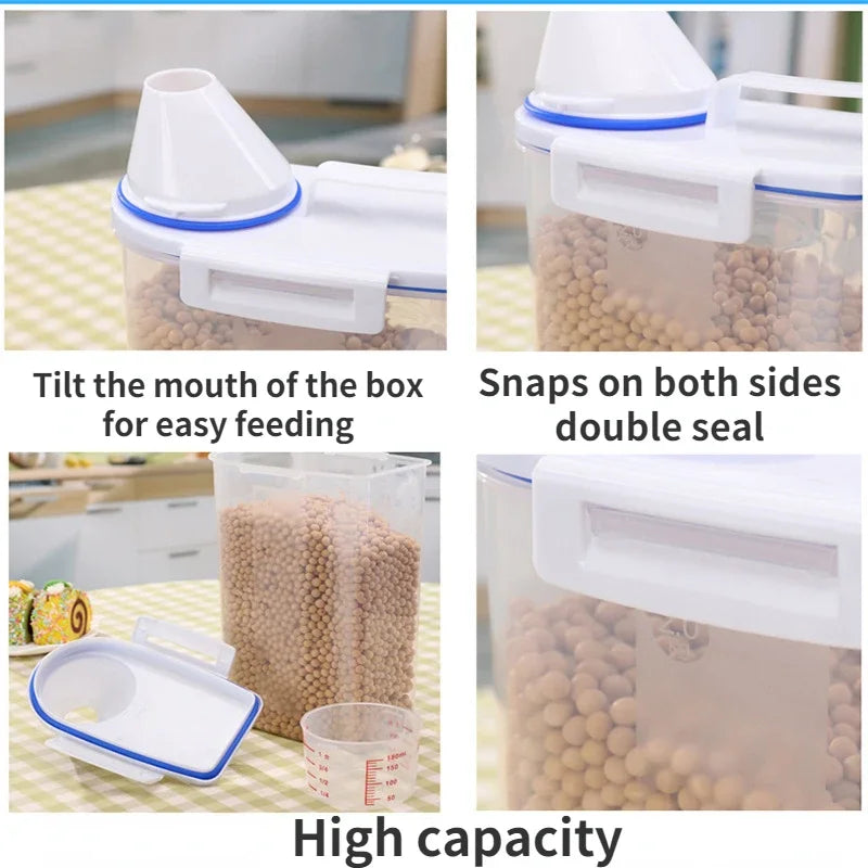 Pet Food Pail Plastic Storage,Tank with Measuring Cup Container