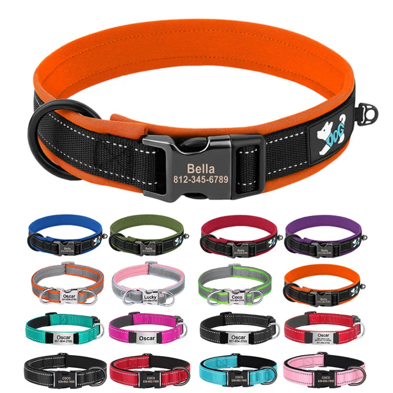 Reflective Dog Collar Engrave ID Nylon Collars