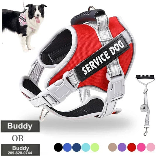 Service Dog Harness with Custom ID Tag, Adjustable