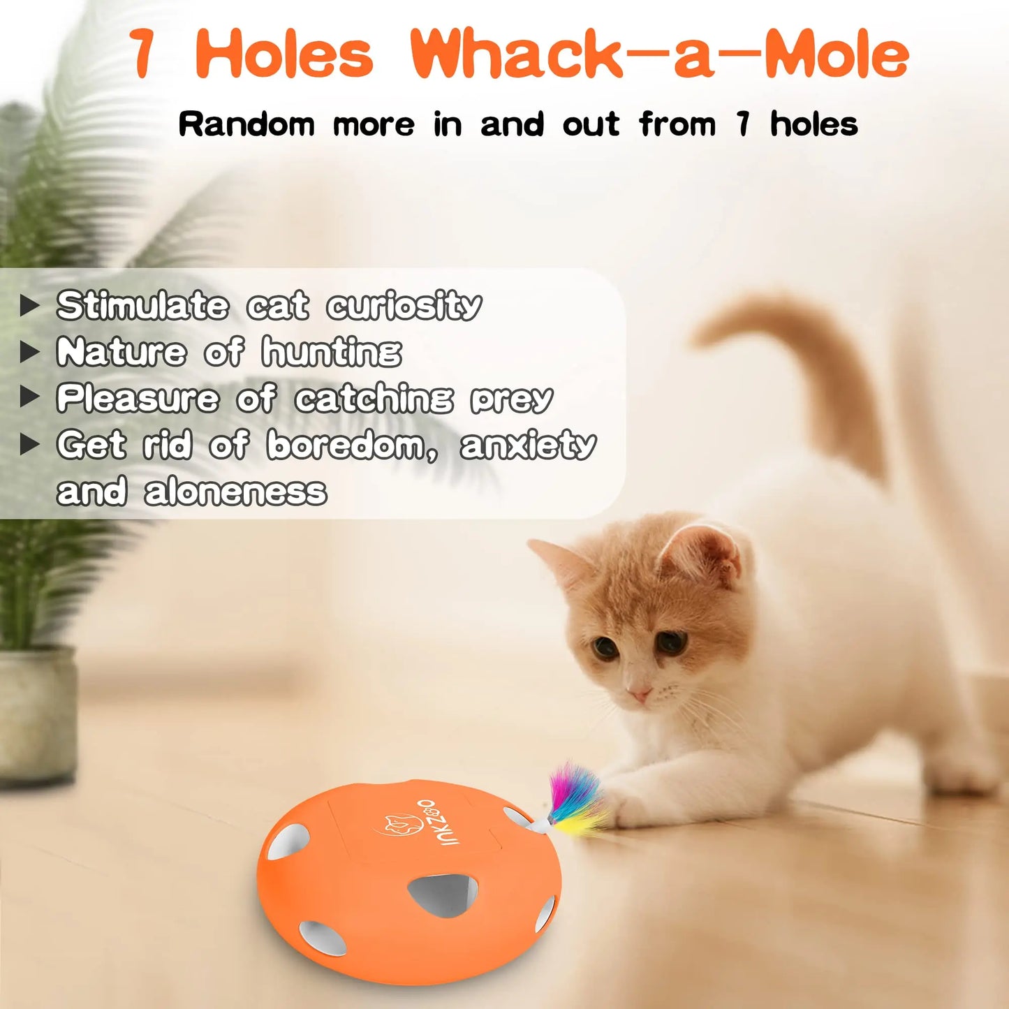 Cat Toys,  Smart Interactive Kitten Toy, Automatic 7 Holes