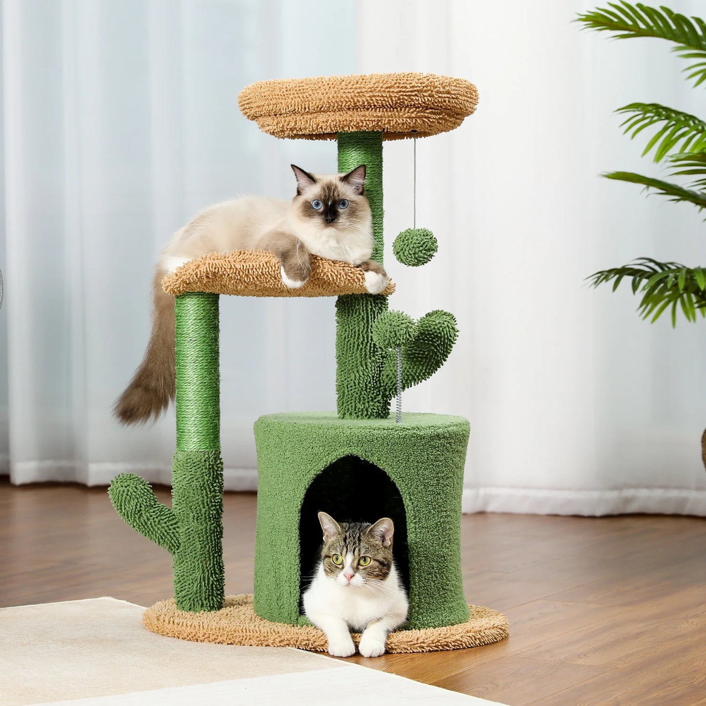 Festive Cat Scratching Post Cactus Tree Tower with Sisal Rope