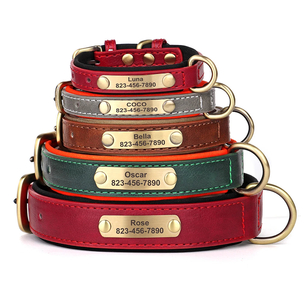 Dog Collar Custom Engraved PU Leather