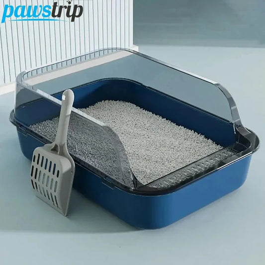 Cat Litter Box Semi-enclosed Sandbox for Cats&Rabbit