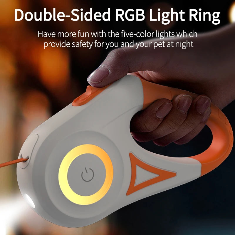 5M Retractable Dog Leash Automatic LED Light Luminous