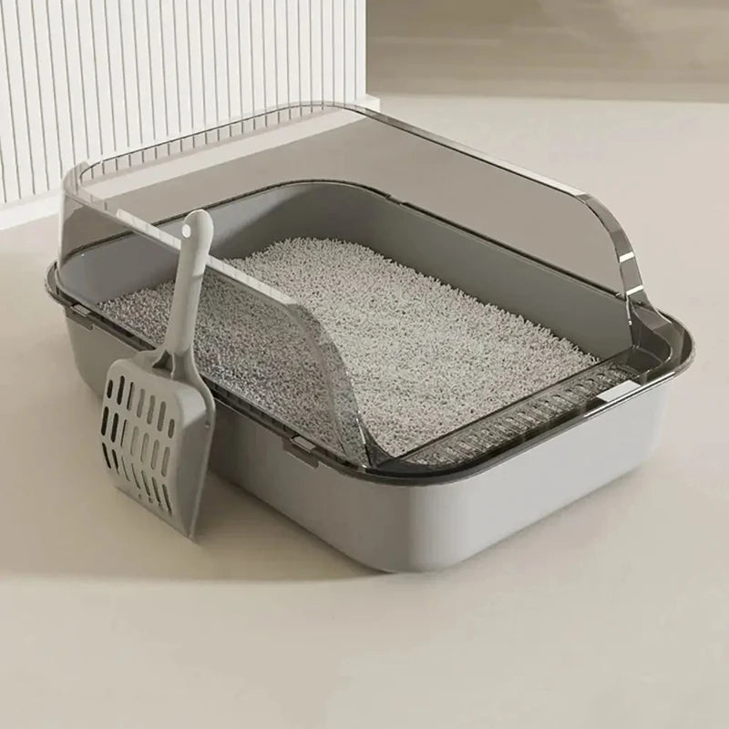 Cat Litter Box Semi-enclosed Sandbox for Cats&Rabbit